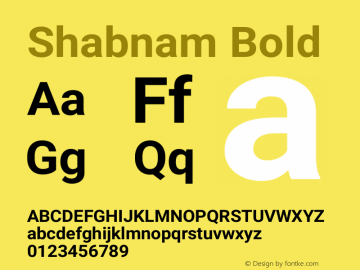 Shabnam Bold Version 1.0.1 Font Sample