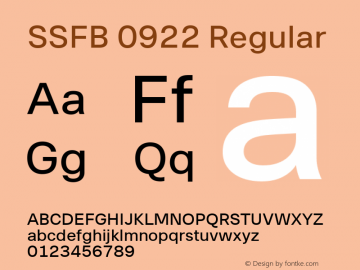 SSFB 0922 Regular Version 001.000 Font Sample