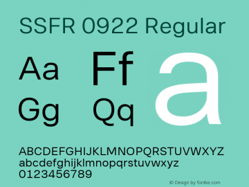 SSFR 0922 Regular Version 001.000 Font Sample