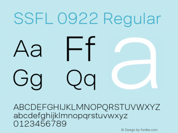 SSFL 0922 Regular Version 001.000 Font Sample