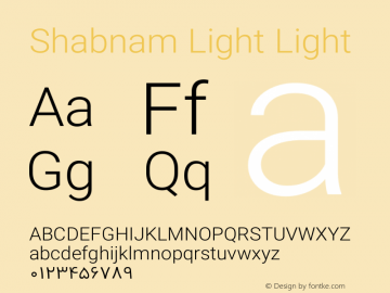 Shabnam Light Light Version 1.0.1 Font Sample