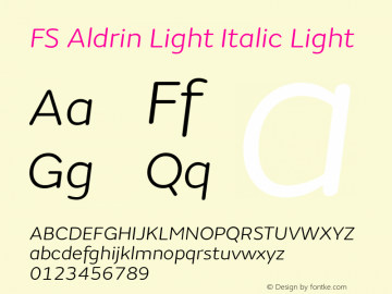 FS Aldrin Light Italic Light Version 1.001; ttfautohint (v1.4)图片样张