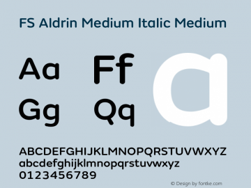 FS Aldrin Medium Italic Medium Version 1.001; ttfautohint (v1.4)图片样张