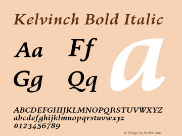 Kelvinch Bold Italic Version 3.30 September 23, 2016图片样张