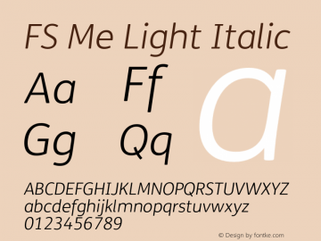 FS Me Light Italic Version 2.000图片样张