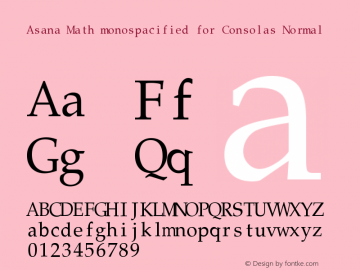 Asana Math monospacified for Consolas Normal Version 000.907图片样张