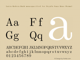 Latin Modern Math monospacified for DejaVu Sans Mono Normal Version Version 1.958 Font Sample