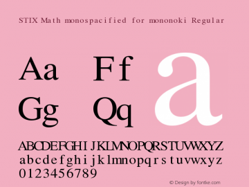 STIX Math monospacified for mononoki Regular Version 1.1.1 Font Sample