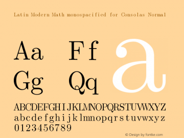 Latin Modern Math monospacified for Consolas Normal Version Version 1.958 Font Sample