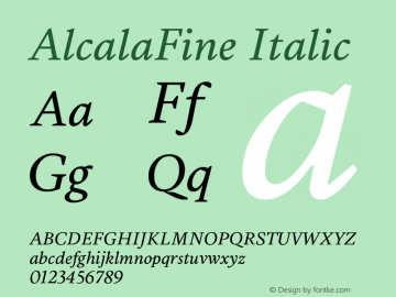 AlcalaFine Italic Version 1.0 Font Sample
