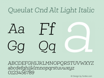 Queulat Cnd Alt Light Italic Version 1.000 Font Sample