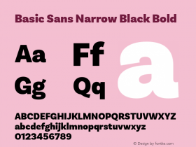 Basic Sans Narrow Black Bold Version 2.000;PS 002.000;hotconv 1.0.88;makeotf.lib2.5.64775 Font Sample