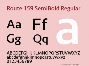 Route 159 SemiBold Regular Version 1.100;PS 001.100;hotconv 1.0.88;makeotf.lib2.5.64775 Font Sample