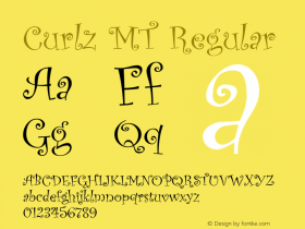 Curlz MT Regular Version 1.00 - MS Sundance Release - January 17, 1996 Font Sample