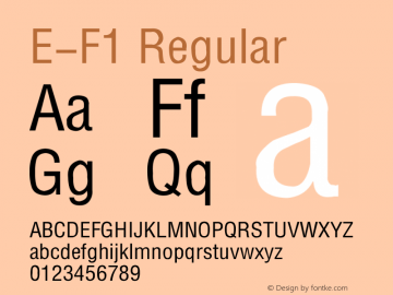 E-F1 Regular 1995;1.00 Font Sample