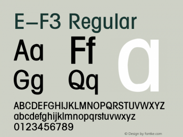 E-F3 Regular 1995;1.00 Font Sample