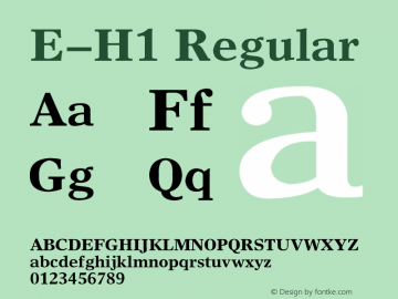 E-H1 Regular 1995;1.00 Font Sample