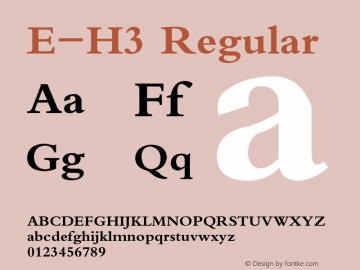 E-H3 Regular 1995;1.00 Font Sample