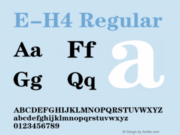E-H4 Regular 1995;1.00 Font Sample
