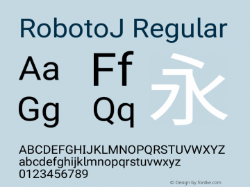 RobotoJ Regular Version 2.02; 2016-09-27 Font Sample