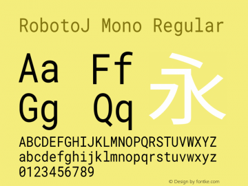 RobotoJ Mono Regular Version 2.02; 2016-09-27图片样张