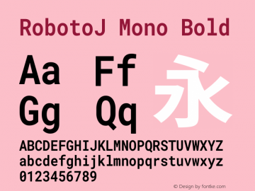 RobotoJ Mono Bold Version 2.02; 2016-09-27 Font Sample