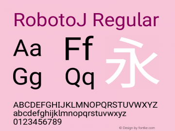 RobotoJ Regular Version 2.02; 2016-09-27 Font Sample