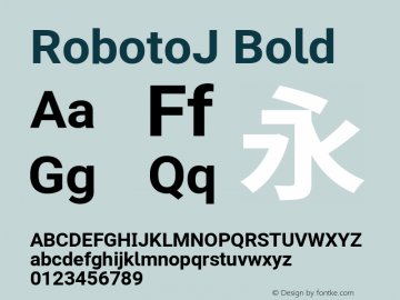 RobotoJ Bold Version 2.02; 2016-09-27 ; ttfautohint (v1.5) Font Sample