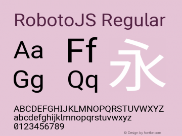 RobotoJS Regular Version 2.02; 2016-09-27 ; ttfautohint (v1.5)图片样张