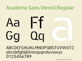 Academy Sans Stencil Regular Version 1.002 Font Sample