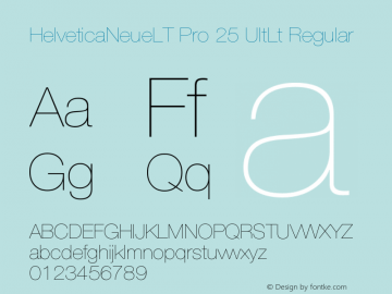 HelveticaNeueLT Pro 25 UltLt Regular Version 1.000;PS 001.000;Core 1.0.38 Font Sample