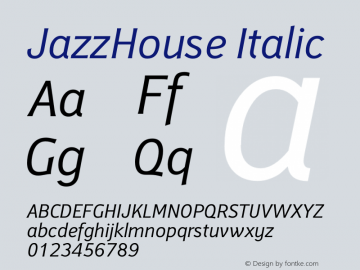 JazzHouse Italic Version 1.002 Font Sample