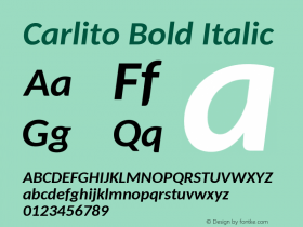 Carlito Bold Italic Version 1.103; Beta1; Latin basic design good, other scripts temporary, some composites may be off;; ttfautohint (v1.4.1) Font Sample