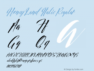 Honey Land Italic Regular Version 1.000;PS 001.001;hotconv 1.0.56图片样张