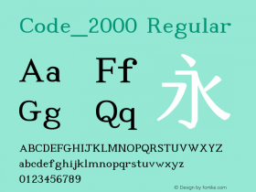 Code_2000 Regular Version 1.171 September 26, 2016 Font Sample