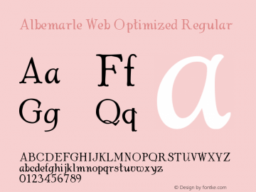 Albemarle Web Optimized Regular Version 1.000;PS 001.001;hotconv 1.0.56 Font Sample