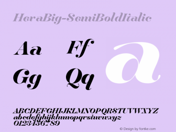 HeraBig-SemiBoldItalic ☞ Version 1.001;com.myfonts.lucassharp.hera-big.semibold-italic.wfkit2.8eqG Font Sample