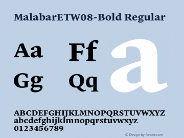 MalabarETW08-Bold Regular Version 1.00 Font Sample