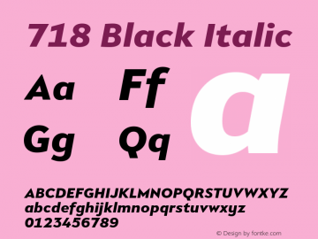 718 Black Italic Version 1.000 Font Sample