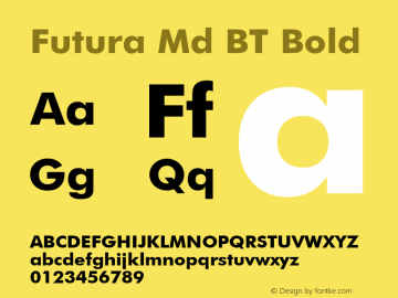Futura Md BT Bold Version 2.001 mfgpctt 4.4 Font Sample