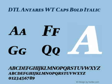 DTL Antares WT Caps Bold Italic Version 001.000 Font Sample