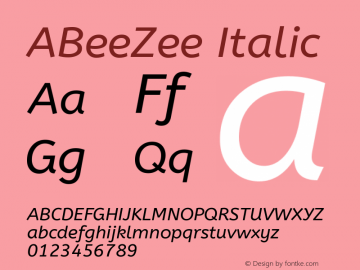 ABeeZee Italic Version 1.002 Font Sample