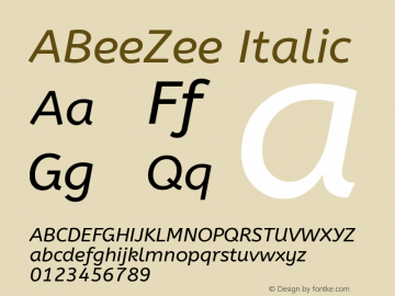 ABeeZee Italic Version 1.002图片样张