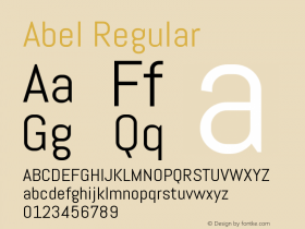 Abel Regular Version 1.002 Font Sample