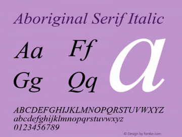 Aboriginal Serif Italic Version 9.380图片样张