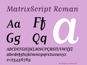 MatrixScript Roman Version 1.00 Font Sample