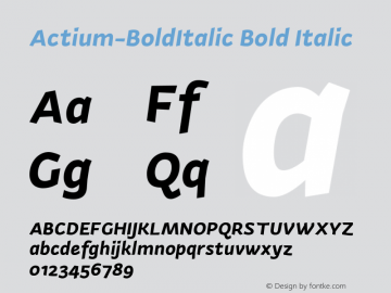 Actium-BoldItalic Bold Italic Version 1.002 Font Sample