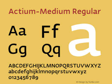 Actium-Medium Regular Version 1.002 Font Sample
