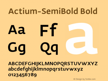 Actium-SemiBold Bold Version 1.002 Font Sample