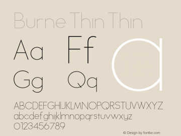 Burne Thin Thin Version 1.00 2013 Font Sample